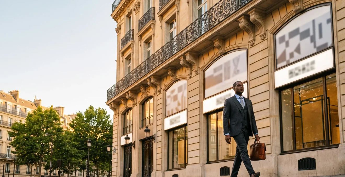 Facade haussmannienne elegante symbolisant le prestige d'une adresse d'entreprise a Paris