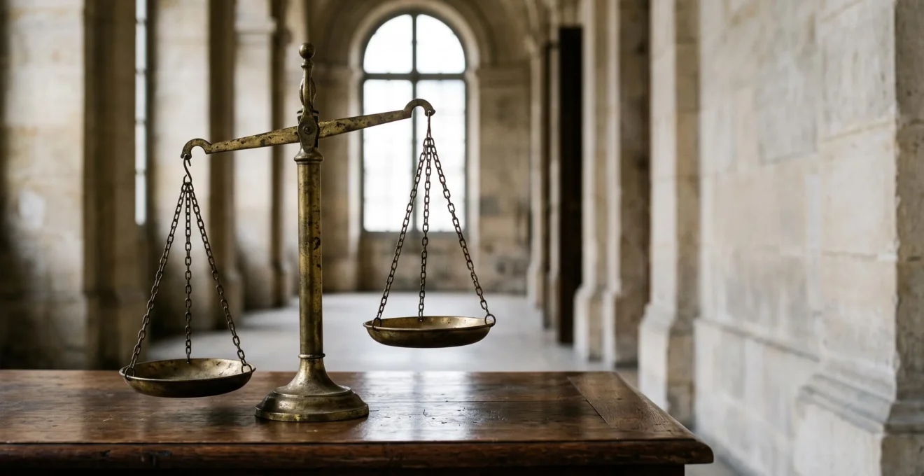 Balance de la justice symbolisant le droit du travail français face à un licenciement contesté