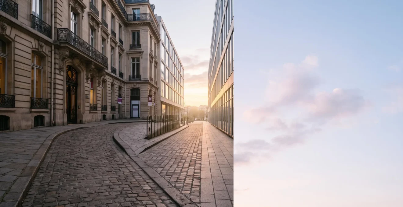 Un chemin qui se divise en deux directions symbolisant le choix du régime fiscal d'une entreprise et son impact sur une décennie