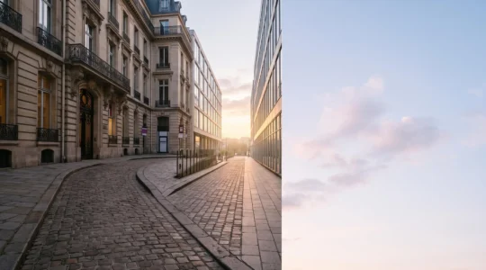 Un chemin qui se divise en deux directions symbolisant le choix du régime fiscal d'une entreprise et son impact sur une décennie