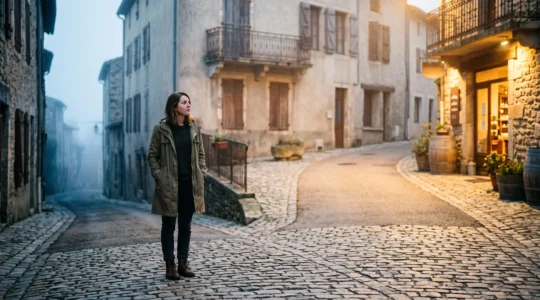 Un nouvel entrepreneur francais se tient a un carrefour symbolique entre reussite et abandon de son projet