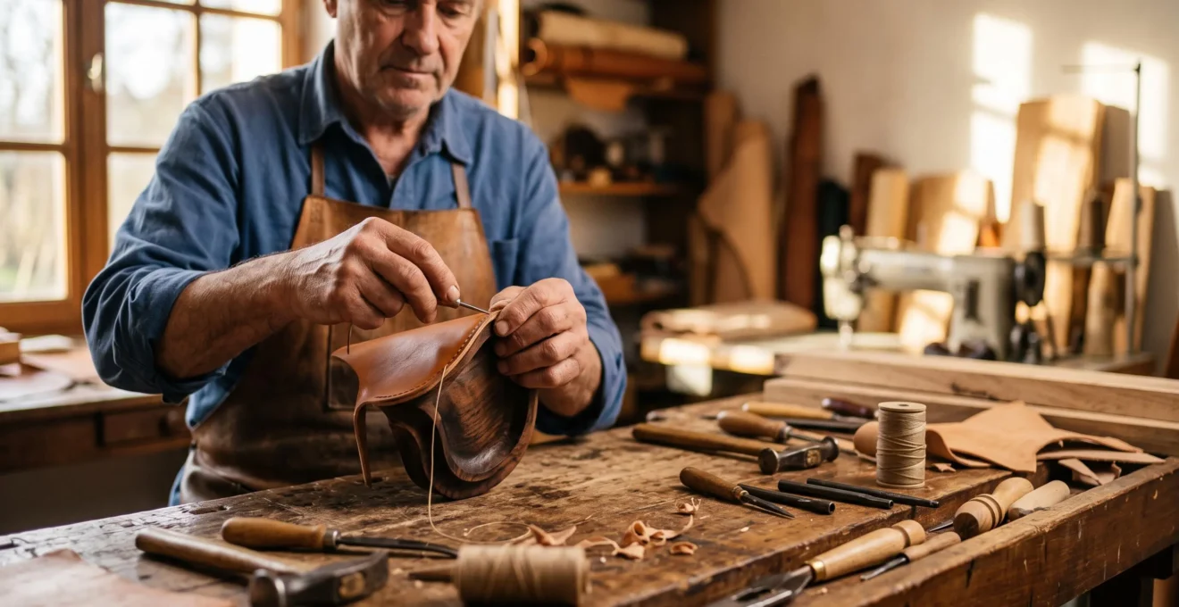 Artisan français façonnant avec précision un objet unique dans un atelier lumineux, symbolisant une stratégie de marque sur-mesure